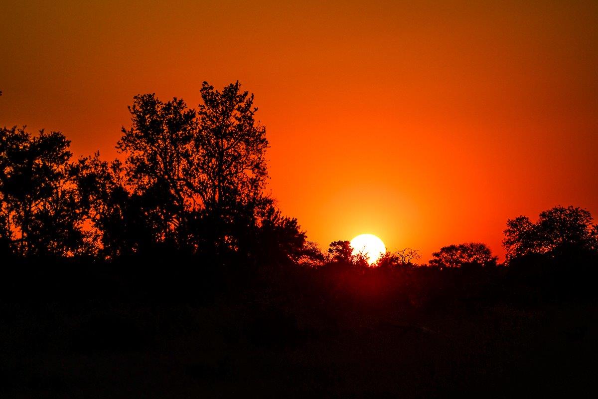 A fiery sunset ended another perfect day on safari at Sabi Sabi. A fiery sunset ended another perfect day on safari at Sabi Sabi.