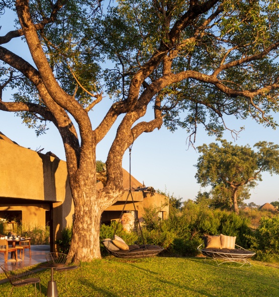 Bask in the warm safari sun on a swing bed at Sabi Sabi Earth Lodge, embracing pure bliss. Bask in the warm safari sun on a swing bed at Sabi Sabi Earth Lodge, embracing pure bliss.