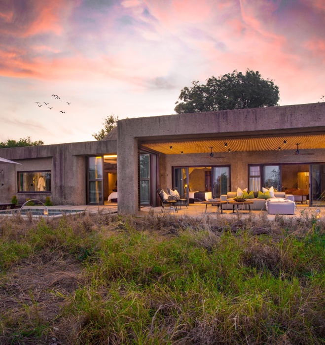 The raw exterior of Sabi Sabi Amber VIlla. The raw exterior of Sabi Sabi Amber VIlla.